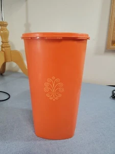 Vintage Tupperware Harvest Orange Container 10.5" Tall Canister With Lid 1222-3 - Picture 1 of 8