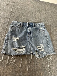 Minifalda vaquera PacSun para mujer talla 24 azul dobladillo deshilachado 5 bolsillos desgastada - Imagen 1 de 13