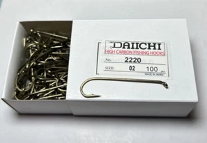 DAIICHI 2220 HOOK -100 PACK 4X Long Streamer Fly Tying Hooks Size 2 - Picture 1 of 2