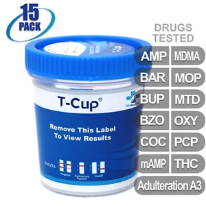 NEW Mintegrity Drug Test 12-Panel T-Cup Urine Home Kit 15-Pack #MI-TDOA-6125A3 - Picture 1 of 10