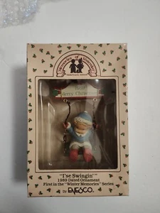Vintage Enesco Ornament I'se Swingin 1989 Dated Ornament Winter Memories - Picture 1 of 10