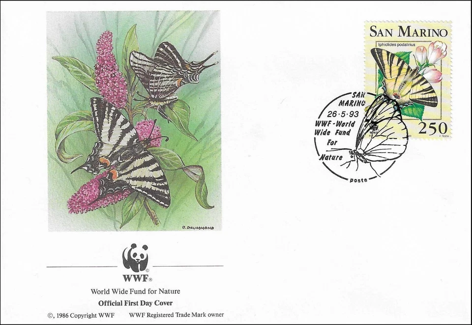 Scarce Swallowtail Butterfly Iphiclides Podalirius Nature San Marino FDC 1993 - Image 1 of 1