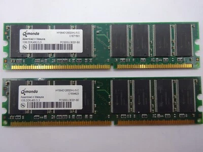 Qimonda 2GB (2x1GB) DDR1 HYS64D128320HU-5-C PC3200U-30331-B0 DDR-400 CL3 #RX41 - Bild 1 von 2