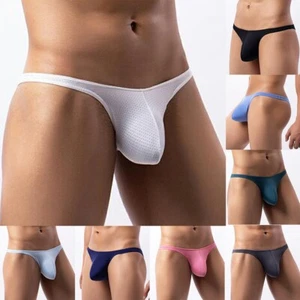 Sexy Mens Nylon Briefs Cool Ice Silk Low-rise Underwear Bikini Pouch Panties - Picture 1 of 51
