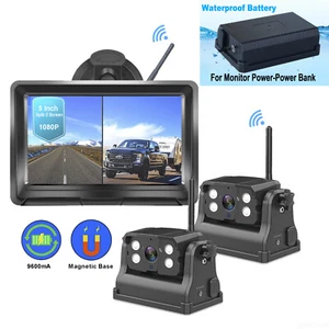 2x Wireless Backup Camera Battery Magnetic 5" Monitor+Power Bank For Caravan Rv - Picture 1 of 23