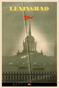 1950s Leningrad St Petersburg Vintage Style USSR Travel Poster - 20x30 - Picture 1 of 3