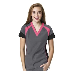 Nuevo torso para mujer Wonder Wink 6814 cuello en V de color bloque de colores - Imagen 1 de 1
