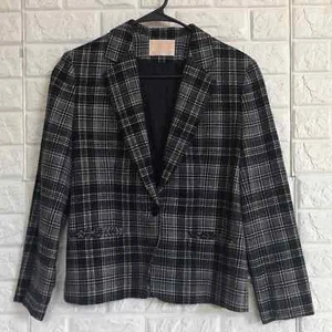 Pendleton plaid wool blazer jacket Women’s Size 6 Black Gray - Picture 1 of 6