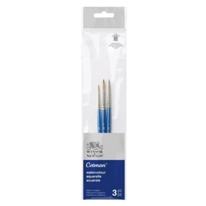 SET 3 PENNELLI SINTETICI COTMAN PER ACQUERELLO WINSOR&NEWTON PUNTA TONDA N°1-3-5 - Foto 1 di 3
