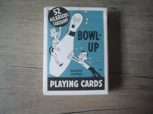 Vintage Bowl-Up Bowling Spielkarten 52 lustige Cartoons 50er Jahre + 2 Joker - Bild 1 von 5