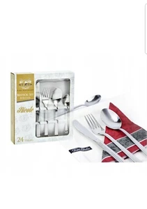 24 Pcs SOPHIE NEW STAINLESS STEEL KITCHEN CUTLERY SETS TABLEWARE DINNNG - Picture 1 of 6