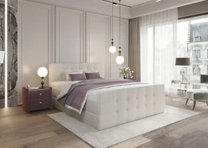 Boxspringbett Schlafzimmerbett Bett 160x200 BEIGE Bettkasten + Topper SOFORT - Bild 1 von 9