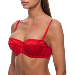 Sexy Push Up Lace T-Shirt Plunge Low Back Sheer Underwire Demi Padded PushUp Bra - Picture 1 of 14