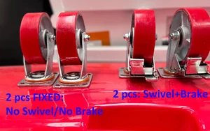 4xHeavy Duty 8inch Castor Wheel Polyurethane,2 Swivel&brake/lock+2 Fixed - Picture 1 of 5