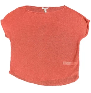 Eileen Fisher Women 100% Organic Linen Cap Sleeve Orange Top Size X Small Career - Picture 1 of 6