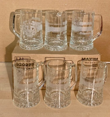 Vintage lotto 6x Boccale bicchiere Birra MENABREA 0,28 lt. Maxim by Libbey - Immagine 1 di 4