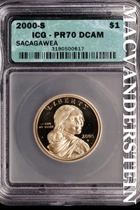 2000-S Sacagawea Dollar - ICG PR70 DCAM - Scarce Proof Lustrous #SLH410 - Picture 1 of 2
