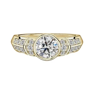 wedding Ring 18K Yellow Gold IGI Certified Lab Grown Diamond 2.10 Ct Round Cut - Picture 1 of 7