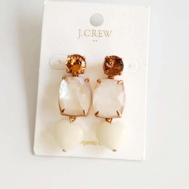 Nuevos pendientes colgantes de corazón de cristal Jcrew de 5 cm elegantes para mujer fiesta vacaciones joyería regalo Foto 1 de 4