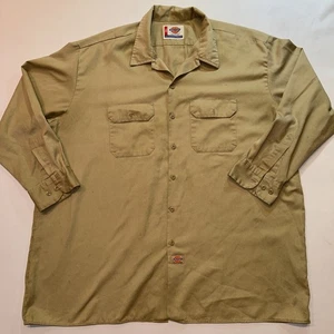 Dickies Hemd Herren 3XL Braun Hellbraun Beige Langarm Knopfleiste Mechaniker Arbeit Hausarbeit - Bild 1 von 9