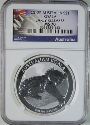 2012 P Australia Koala 1oz .999 Silver $1 Coin Early Releases NGC MS70 - Image 1 of 4