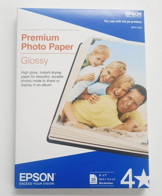 NEW Epson Premium 5x7 Glossy Borderless Photo Paper - 20 Sheets (SO41464) Sealed - Image 1 of 4