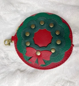Portland Lederwaren Holiday Pouch 2024 Neu Gordita Wreath Ruby BNNU - Bild 1 von 2
