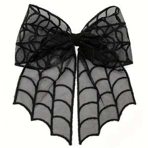 1pc Gothic Halloween Spider Web Bow Hair Clip - Fast & FREE Shipping - Picture 1 of 5