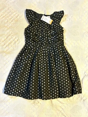 Gymboree Girl's Black Dress with Silver Polka Dots - Size 4 - NWT - Image 1 of 4