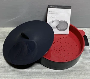 Tupperware Mikrodampfgarer Mikrowelle Dampfgarer 3-teiliges Set rot schwarz mit Anleitung - Bild 1 von 9