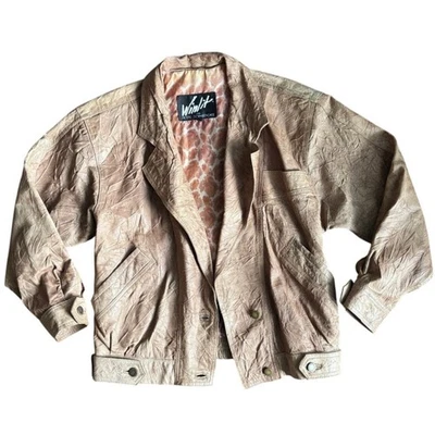 Winlit Genuine Leather Jacket - Taupe/Tan, Paisley Lining - Image 1 of 4