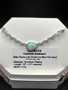 Bomb Party Rbp8310 October 2024 Covered Embrace Necklace Ice Blue Fire Opal - Picture 1 of 5