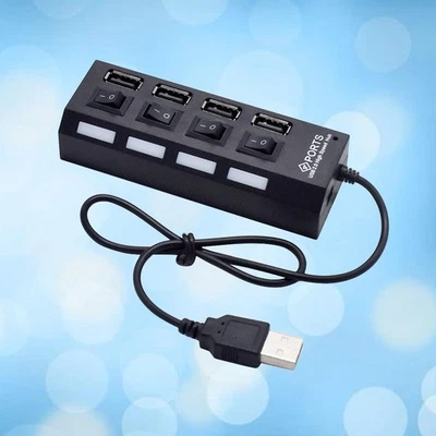 USB HUB 4 Sockets Independent USB 2.0 Divider(Black) - image 1 of 4