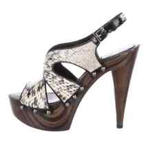$790 NEW Dior FELINE Snakeskin PYTHON Sandals Heels Platform Slingback Shoes 39