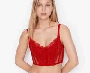 Victoria’s Secret Dream Angels Unlined Lace-Up Corset Top Lipstick Red Size XS - Picture 1 of 7