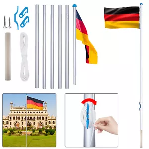 Fahnenmast Aluminium Fahnenmast 6,5m Flaggenmast Inkl. Deutschland Fahne Flagge - Bild 1 von 11