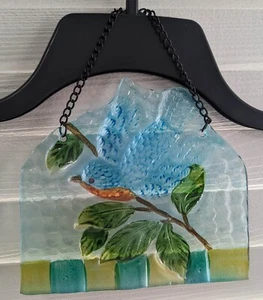 Fused Glass Bluebird Suncatcher - Picture 1 of 5
