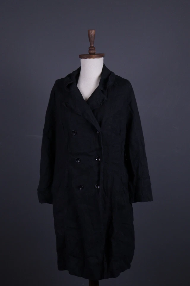 OSKA Black Linen Double Breasted Lagenlook Coat Jacket Size 2 - Image 1 of 4