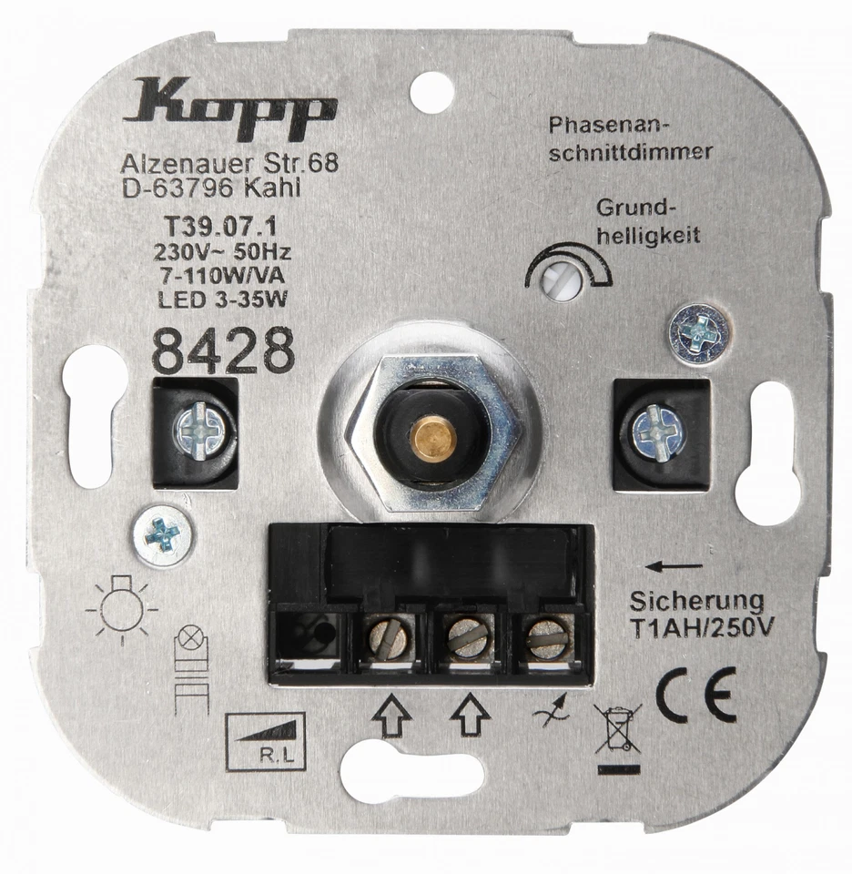 Kopp LED-Dimmer Glühbirnen 7-110W LED 3-35W Drehdimmer mit Druck Wechselschalter - Bild 1 von 1