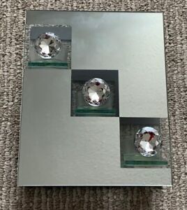 Tea Candle Holder Rectangle Mirror With Crystal Knobs Size 8.5"x7"x2.5"