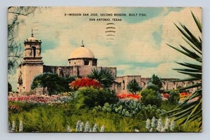3 Mission San Jose Second Mission Built San Antonio Texas Linen Postcard - Picture 1 of 2