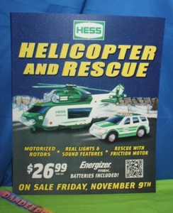 Vintage Hess Helicopter And Rescue Display Promotion Sign Poster - Picture 1 of 4