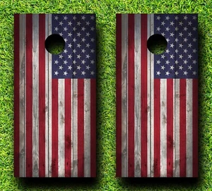 CH211C USA Flag Cornhole Board Wrap LAMINATED Wraps Decals Vinyl Sticker - Picture 1 of 1
