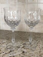 Pair of Magnificent Crystal Clear Cut Diamond Wine or Champagne Glasses / Goblet
