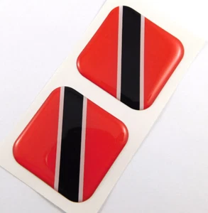 Trinidad and Tobago flag Square Domed Decal car bike gel stickers 1.5" 2pc - Foto 1 di 2