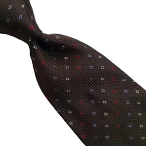 A2) ARMANI COLLEZIONI BROWN GEOMETRIC SILK TIE MADE IN ITALY  - Picture 1 of 4