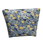 Blue Floral,  Zipper Pouch, Lined/ Makeup Bag/Cosmetic Bag/ Toiletry Bag.