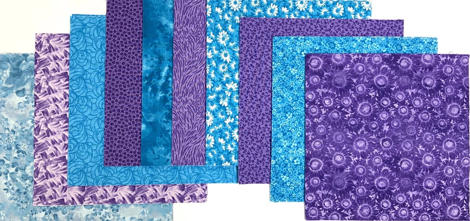 Tela de coser acolchada de 40-10" cuadrados para pastel de capa verde azulado y púrpura Foto 1 de 1