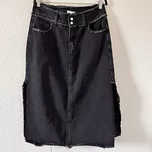 Forever 21 Denim Midi Rock Damen Gr. Large verwaschen schwarz Western Boho Street " - Bild 1 von 11