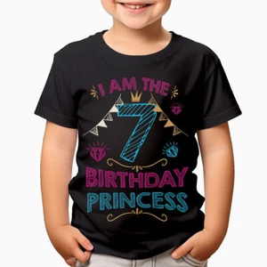 T-Shirt I Am The 7 Birthday Prinzessin Kinder personalisiertes Mädchen Geschenk Kinder #RL - Bild 1 von 3